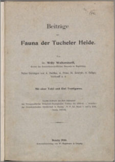 Bericht über eine zoologische Bereisung der Kreise Tuchel und Schwetz im Jahre 1900