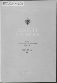 Zeszyty Naukowe Uniwersytetu Mikołaja Kopernika w Toruniu. Nauki Matematyczno-Przyrodnicze. Biologia, z. 15 (30), 1972