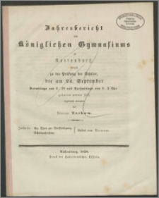 Jahresbericht des Königlichen Gymnasiums zu Rastenburg, womit zu der Prüfung der Schüler, die am 24. September