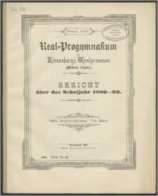 Real-Progymnasium zu Riesenburg i. Westpreussen (Webers Schule). Bericht über das Schuljahr 1889-90