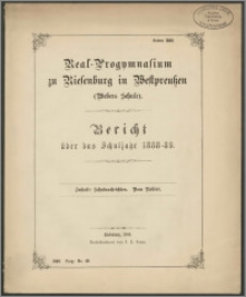 Real-Progymnasium zu Riesenburg in Westpreussen (Webers Schule). Bericht über das Schuljahr 1888-89