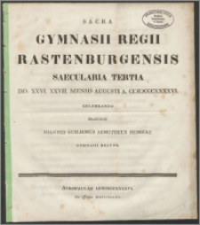 Sacra gymnasii regii Rastenburgensis saecularia tertia