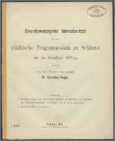 Einundzwanzigster Jahresbericht über das städtische Progymnasium zu Schlawe für das Schuljahr 1892/93