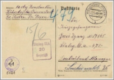 Postkarte An Kriegsgefangenen Grześ Ignaz