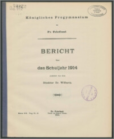 Königliches Progymnasium zu Pr. Friedland. Bericht über das Schuljahr 1914