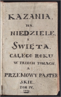 Mowy pasterskie na nedziele całego roku T. 1