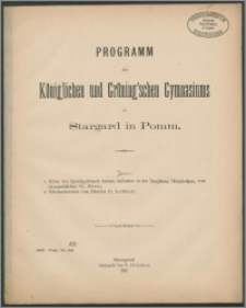 Programm des Königlichen und Gröning'schen Gymnasiums zu Stargard in Pomm