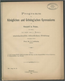 Programm des Königlichen und Gröning'schen Gymnasiums zu Stargard in Pomm. mit welchen zu der am 5. April