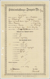 Schulentlassungs-Zeugnis Nr 5/1917 - świadectwo ukończenia szkoły