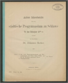 Achter Jahresbericht über das städtische Progymnasium zu Schlawe für das Schuljahr 1879/80