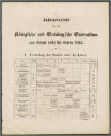 Jahresbericht über das Königliche und Gröning'sche Gymnasium von Ostern 1862 bis Ostern 1863