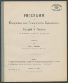 Programm des Königlichen und Gröningschen Gymnasiums zu Stargard in Pommern für das Schuljahr von Ostern 1903 bis Ostern 1904