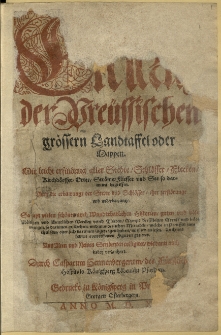 Erklärung der Preüssischen grössern Landtaffel oder Mappen […] [Acc.:] Der See Ströme und Flüsser Namen […]