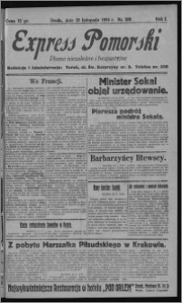 Express Pomorski : pismo niezależne i bezpartyjne 1924.11.19, R. 1, nr 189