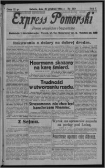 Express Pomorski : pismo niezależne i bezpartyjne 1924.12.20, R. 1, nr 219