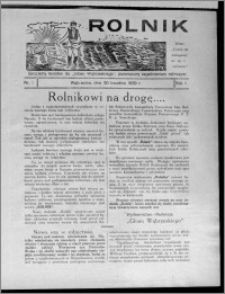 Rolnik : bezpłatny dodatek do "Głosu Wąbrzeskiego", poświęcony zagadnieniom rolniczym 1929.04.20, R. 1, nr 1