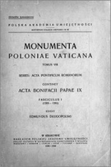 Acta Bonifacii Papae IX Fasc. 1, (1389-1391)