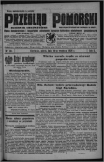Przegląd Pomorski : dziennik chełmżyński : pismo demokratyczne i bezpartyjne poświęcone sprawom kulturalno-oświatowym i gospodarczym : organ urzędowych ogłoszeń pow. toruńskiego i m. Chełmży 1929.09.14, R. 2, nr 211