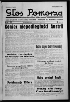Głos Pomorza : dawniej "Głos Wąbrzeski" : pismo społeczne, gospodarcze, oświatowe i polityczne dla wszystkich stanów 1938.03.15, R. 20, nr 31