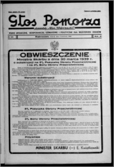 Głos Pomorza : dawniej "Głos Wąbrzeski" : pismo społeczne, gospodarcze, oświatowe i polityczne dla wszystkich stanów 1939.04.04, R. 21, nr 40