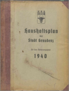 Haushaltsplan der Stadt Graudenz für das Rechnungsjahr 1940