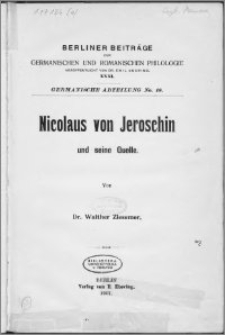 Nicolaus von Jeroschin und seine Quelle