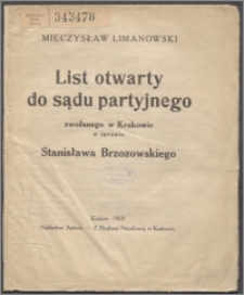 List otwarty do sądu partyjnego zwołanego w Krakowie w sprawie Stanisława Brzozowskiego