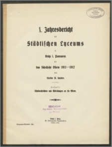X. Jahresbericht des Städtischen Lyceums in Stolp i. Pommern für das Schuljahr Ostern 1911-1912
