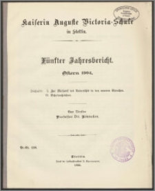 Kaiserin Auguste Victoria-Schule in Stettin. Fünfter Jahresbericht. Ostern 1904