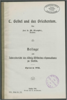 E. Geibel und das Griechentum