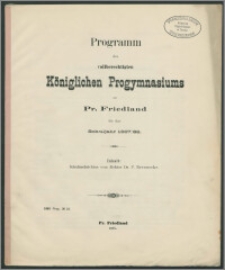 Programm des vollberechtigten Königlichen Progymnasiums zu Pr. Friedland fur das Schuljahr 1887/88
