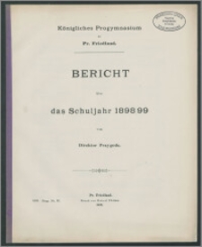 Königliches Progymnasium zu Pr. Friedland. Bericht über das Schuljahr 1898/99