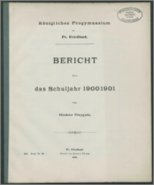 Königliches Progymnasium zu Pr. Friedland. Bericht über das Schuljahr 1900/1901