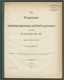 XXX. Programm des städtischen Gymnasiums und Real-Progymnasiums zu Stolp für das Schuljahr 1886-87