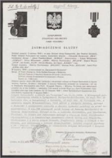 Zaświadczenie Służby w Zgrupowaniu Stłopecko-Nalibockim Armii Krajowej