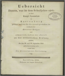 Uebersicht Dessen, was in dem Schuljahre 1834/35 im dem Königl. Gymnasii zu Rastenburg