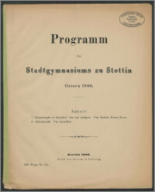 Programm des Stadtgymnasiums zu Stettin. Ostern 1880