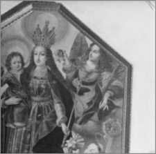 Pakość. Kościół pw. św. Bonawentury. Obraz "Maria z Dzieciątkiem, św. Bonawenturą i św. Ludwikiem d'Anjou", autorstwa Bartłomieja Strobla - fragment