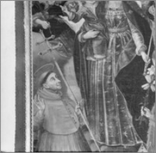 Pakość. Kościół pw. św. Bonawentury. Obraz "Maria z Dzieciątkiem, św. Bonawenturą i św. Ludwikiem d'Anjou", autorstwa Bartłomieja Strobla - fragment