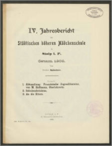 IV. Jahresbericht der Städtischen höheren Mädchenschule in Stolp i. P. Ostern 1906