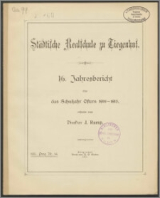 Städtische Realschule zu Tiegenhof. 16. Jahresbericht über das Schuljahr Ostern 1914-1915