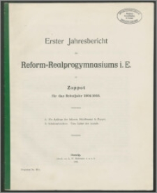 Erster Jahresbericht des Reform-Realprogymnasiums i. E. zu Zoppot für das Schuljahr 1904-1905