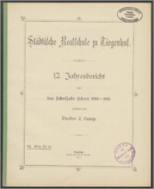 Städtische Realschule zu Tiegenhof. 12. Jahresbericht über das Schuljahr Ostern 1910-1911