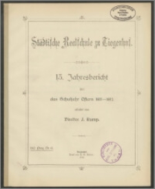 Städtische Realschule zu Tiegenhof. 13. Jahresbericht über das Schuljahr Ostern 1911-1912
