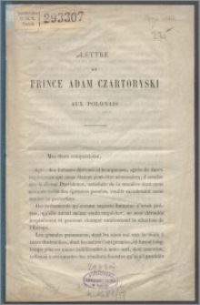 Lettre du prince Adam Czartoryski aux Polonais
