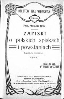 Zapiski o polskich spiskach i powstaniach. Cz. 5