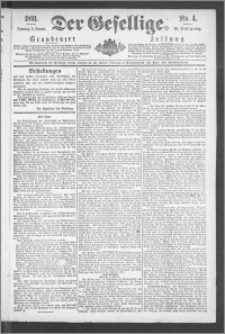 Der Gesellige : Graudenzer Zeitung 1891.01.06, Jg. 65, No. 4