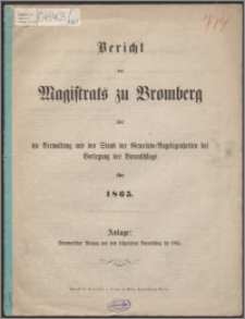 Bericht des Magistrats zu Bromberg über die Verwaltung und den Stand der Gemeinde-Angelegenheiten bei Vorlegung des Voranschlags für 1865 - Anlage