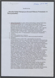 Ankieta"Słownika Polski Walczącej na Kresach Północno-Wschodnich II Rzeczypospolitej"