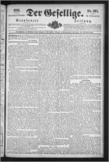 Der Gesellige : Graudenzer Zeitung 1891.11.12, Jg. 66, No. 265